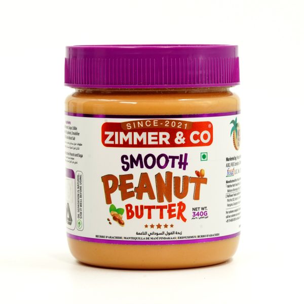 Zimmer & Co Smooth Peanut Butter 340 G | Rich in Fibre 7% | HIGH in Protein 26 GM | No Hydrogenated Oil | No Palm Oil | Low Unsaturated Fat