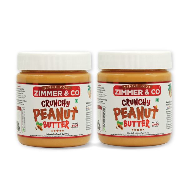 Zimmer & Co Crunchy Peanut Butter Combo 2 X 340 G | HIGH in Protein 26 G 340 G (Pack of 2)