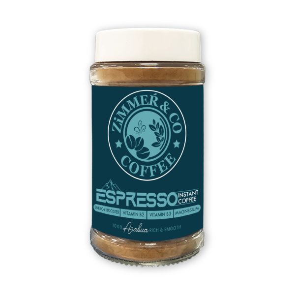 Zimmer & Co Instant Coffee Espresso, 50G, 100% Arabica Rich and Smooth, Freeze Dried Coffee